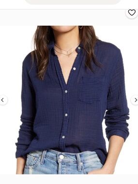 Rails Ellis Cotton Gauze Button-Up Shirt in Indigo
